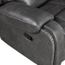  Manufacturer Color_Grey -- Newnan 8549GRY-2 Double Glider Reclining Love Seat with Center Console, Receptacles and USB Ports IMAGE 7
