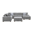  Manufacturer Color_Grey -- Raife 9624GY*52LRC 5 pc Sectional with Right Chaise and Storage Ottoman IMAGE 2