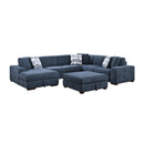  Manufacturer Color_Blue -- Raife 9624BU*5LC2R 5 pc Sectional with Left Chaise and Storage Ottoman IMAGE 1