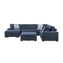  Manufacturer Color_Blue -- Raife 9624BU*5LC2R 5 pc Sectional with Left Chaise and Storage Ottoman IMAGE 2
