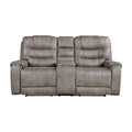  Manufacturer Color_Greyish brown -- Homelegance Oberon Reclining Fabric Loveseat with Console IMAGE 1