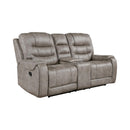  Manufacturer Color_Greyish brown -- Homelegance Oberon Reclining Fabric Loveseat with Console IMAGE 2