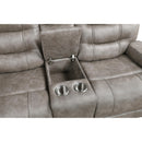  Manufacturer Color_Greyish brown -- Homelegance Oberon Reclining Fabric Loveseat with Console IMAGE 5