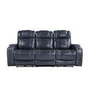  Homelegance Keziah 9640BU-3PWH Power Double Reclining Sofa with Power Headrests and Storage Arms IMAGE 1