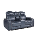  Homelegance Keziah 9640BU-2PWH Power Double Reclining Love Seat with Center Console, Power Headrests and Storage Arms IMAGE 2