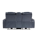  Homelegance Keziah 9640BU-2PWH Power Double Reclining Love Seat with Center Console, Power Headrests and Storage Arms IMAGE 3