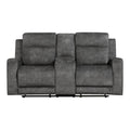  Manufacturer Color_Brownish Grey -- Homelegance Muncie Reclining Fabric Loveseat with Console IMAGE 1