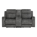  Manufacturer Color_Brownish Grey -- Homelegance Muncie Reclining Fabric Loveseat with Console IMAGE 1