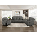 Manufacturer Color_Brownish Grey -- Homelegance Muncie Reclining Fabric Loveseat with Console IMAGE 7