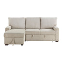  Homelegance Gallatin 9605BE*2LCRL 2 pc Sectional with Left Chaise and Drop-Down Cup holders, Storage Pouch, Pull-out Bed and Hidden Storage IMAGE 1
