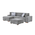  Manufacturer Color_Grey -- Raife 9624GY*3LC2R 3 pc Sectional with Left Chaise and Ottoman IMAGE 1