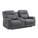  Homelegance Dean 9646GY-2 Double Reclining Love Seat with Center Console IMAGE 2