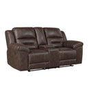  Manufacturer Color_Dark Brown -- Hazen 8538DB-2 Double Reclining Love Seat with Center Console IMAGE 2