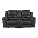  Manufacturer Color_Black -- Hazen 8538BK-2 Double Reclining Love Seat with Center Console IMAGE 1