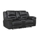  Manufacturer Color_Black -- Hazen 8538BK-2 Double Reclining Love Seat with Center Console IMAGE 2