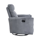  Manufacturer Color_Grey -- Homelegance Traverse Swivel Glider Fabric Recliner IMAGE 4