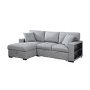  Homelegance Pompano 9630GY*2LC2R Sectional with Left Chaise, Pull-out Bed, Hidden Storages and Shelves, Charging Ports IMAGE 2