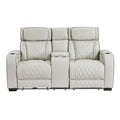  Manufacturer Color_Taupe -- Homelegance Fairway Power Reclining Leather Look Loveseat with Console IMAGE 1