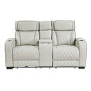  Manufacturer Color_Taupe -- Homelegance Fairway Power Reclining Leather Look Loveseat with Console IMAGE 1