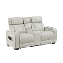  Manufacturer Color_Taupe -- Homelegance Fairway Power Reclining Leather Look Loveseat with Console IMAGE 2