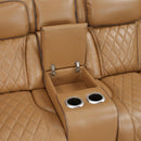  Manufacturer Color_Brown -- Fairway 9516BRW-2PWH Power Loveseat with Console, Cup holders, Charging Ports and LED lighting IMAGE 7