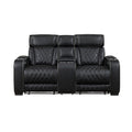  Manufacturer Color_Black -- Fairway 9516BLK-2PWH Power Loveseat with Console, Cup holders, Charging Ports and LED lighting IMAGE 1