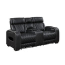  Manufacturer Color_Black -- Fairway 9516BLK-2PWH Power Loveseat with Console, Cup holders, Charging Ports and LED lighting IMAGE 2
