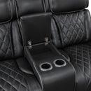  Manufacturer Color_Black -- Fairway 9516BLK-2PWH Power Loveseat with Console, Cup holders, Charging Ports and LED lighting IMAGE 7