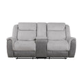  Manufacturer Color_Grey -- Homelegance Harriette Reclining Fabric Loveseat with Console IMAGE 1