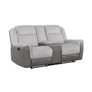  Manufacturer Color_Grey -- Homelegance Harriette Reclining Fabric Loveseat with Console IMAGE 2