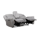  Manufacturer Color_Grey -- Homelegance Harriette Reclining Fabric Loveseat with Console IMAGE 4