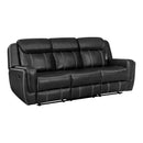  Manufacturer Color_Black Motion Type_Stationary -- Littleton 8516BK-3 Sofa with Center Drop-Down Cup Holders, Storage Pouch, Receptacles and USB Ports IMAGE 2