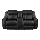  Manufacturer Color_Black -- Littleton 8516BK-2 Double Reclining Love Seat with Center Console, Receptacles and USB Ports IMAGE 1