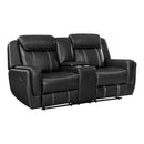  Manufacturer Color_Black -- Littleton 8516BK-2 Double Reclining Love Seat with Center Console, Receptacles and USB Ports IMAGE 2