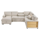  Homelegance Pompano 9630BE*4LC2R Sectional with Left Chaise, Pull-out Bed, Hidden Storages and Shelves, Charging Ports IMAGE 4
