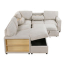  Homelegance Pompano 9630BE*4LC2R Sectional with Left Chaise, Pull-out Bed, Hidden Storages and Shelves, Charging Ports IMAGE 5