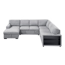  Homelegance Pompano 9630GY*4LC2R Sectional with Left Chaise, Pull-out Bed, Hidden Storages and Shelves, Charging Ports IMAGE 1