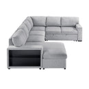  Homelegance Pompano 9630GY*4LC2R Sectional with Left Chaise, Pull-out Bed, Hidden Storages and Shelves, Charging Ports IMAGE 3