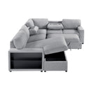  Homelegance Pompano 9630GY*4LC2R Sectional with Left Chaise, Pull-out Bed, Hidden Storages and Shelves, Charging Ports IMAGE 4