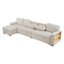  Homelegance Pompano 9630BE*3LC2R Sectional with Left Chaise, Pull-out Bed, Hidden Storages and Shelves, Charging Ports IMAGE 2