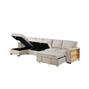  Homelegance Pompano 9630BE*3LC2R Sectional with Left Chaise, Pull-out Bed, Hidden Storages and Shelves, Charging Ports IMAGE 4