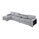  Homelegance Pompano 9630GY*3LC2R Sectional with Left Chaise, Pull-out Bed Hidden Storages and Shelves, Charging Ports IMAGE 2