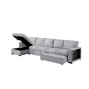  Homelegance Pompano 9630GY*3LC2R Sectional with Left Chaise, Pull-out Bed Hidden Storages and Shelves, Charging Ports IMAGE 3