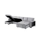  Homelegance Pompano 9630GY*3LC2R Sectional with Left Chaise, Pull-out Bed Hidden Storages and Shelves, Charging Ports IMAGE 4