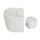  Manufacturer Color_White -- Homelegance Delaney Swivel Fabric Chair with Ottoman IMAGE 2