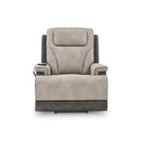  Manufacturer Color_Sand --  Signature Design by Ashley 4Z Peaceful Pause Power Leather Look Recliner IMAGE 4