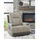  Manufacturer Color_Sand --  Signature Design by Ashley 4Z Peaceful Pause Power Leather Look Recliner IMAGE 7