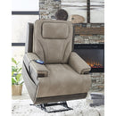  Manufacturer Color_Sand --  Signature Design by Ashley 4Z Peaceful Pause Power Leather Look Recliner IMAGE 9