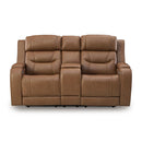  Manufacturer Color_Caramel --  Signature Design by Ashley Knightington Power Reclining Leather Match Loveseat with Console IMAGE 3