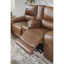  Manufacturer Color_Caramel -- Signature Design by Ashley DeepWakes Power Reclining Leather Match Loveseat with Console IMAGE 8